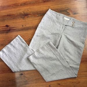 Michael Kors Striped Linen Wide Leg Pants Trousers